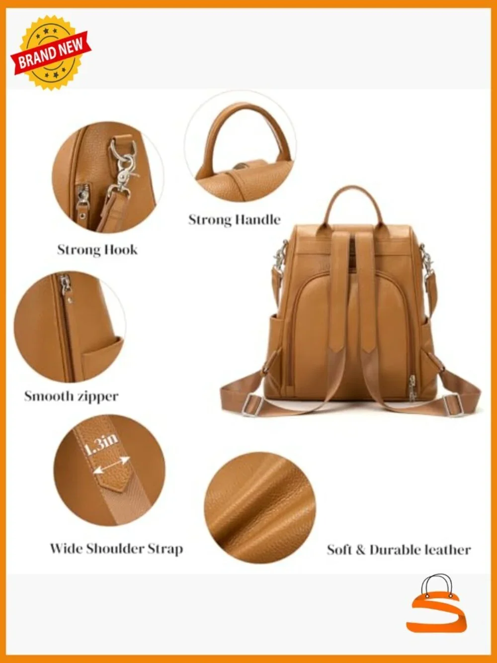 Genuine Leather Anti-Theft Convertible Backpack Purse Large Capacity